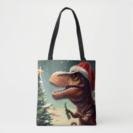 Tote Bag Noël T-Rex 4 (Devant)