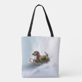Tote Bag Noël teckel neige hiver (Dos)