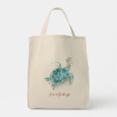 Tote Bag Noël Tortue de mer Aquarelle Mer & Salutations (Dos)