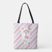 Tote Bag Noël tropical Flamant rose rose (Dos)