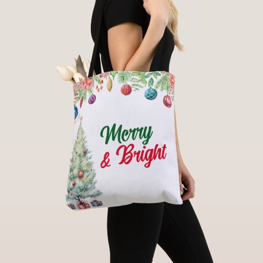 Tote Bag Noël vacances aquarelle (De près)
