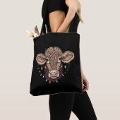 Tote Bag Noël Vache Luminaire Ferme Fermier Noël (De près)