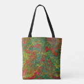 Tote Bag Noel Vert Rouge Or abstrait marbré (Dos)