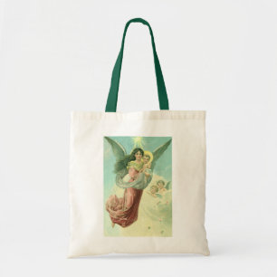 Tote Bag Noël vintage, ange victorien avec l'enfant Jésus