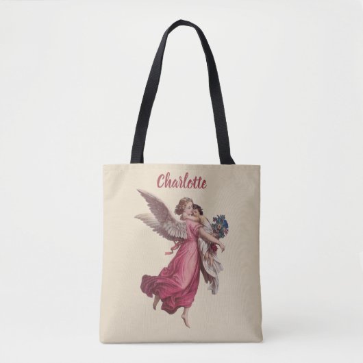 Tote Bag Noël vintage, Ange victorien Guardian (Devant)