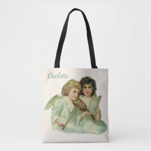 Tote Bag Noël Vintage, Anges Victoriens Musique Violon