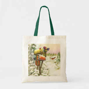 Tote Bag Noël vintage, boîtes aux lettres dans un paysage h