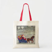 Tote Bag Noël Vintage, Cheval du Père Noël (Devant)