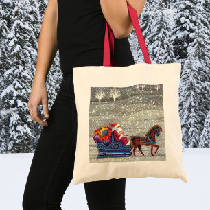 Tote Bag Noël Vintage, Cheval du Père Noël