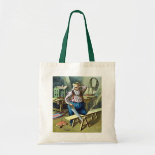 Tote Bag Noël Vintage, Jouets du bâtiment du Père Noël Vêtu