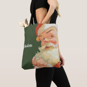 Tote Bag Noël vintage, joyeux Père Noël avec un secret