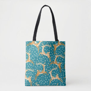 Tote Bag Noël vintage motif sans couture avec rennes.