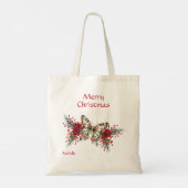 Tote Bag Noël Vintage Papillon Poinsettia Fête (Dos)