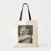 Tote Bag Noël vintage, Saint Nicolas avec rennes (Devant)