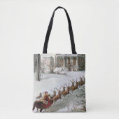 Tote Bag Noël vintage, Saint Nicolas avec rennes (Devant)