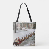 Tote Bag Noël vintage, Saint Nicolas avec rennes (Dos)