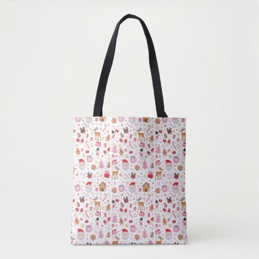 Tote Bag Noël Whimsical Rouge Rose Noël Noël Père Noël (Devant)