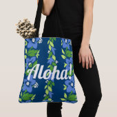 Tote Bag Noelani Lei Hawaiian Flore Bleu (De près)