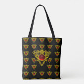 Tote Bag NŒUD CELTIQUE OR CŒUR BIJOU GEMME ROUGE  Noir (Dos)