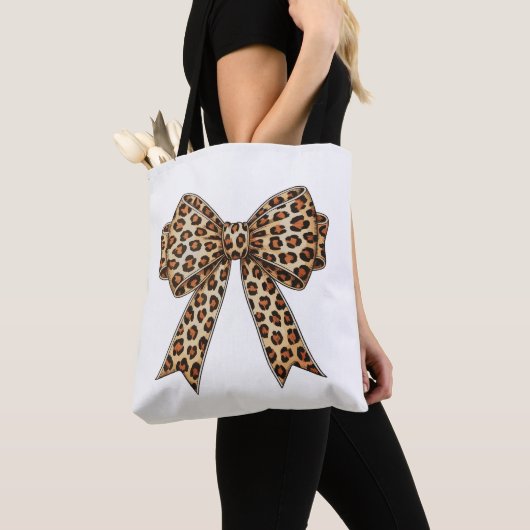 Tote Bag Nœud Coquette Léopard Guépard Sublimation (De près)