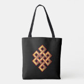 Tote Bag Nœud Éternel Doré sur Fond Noir (Dos)