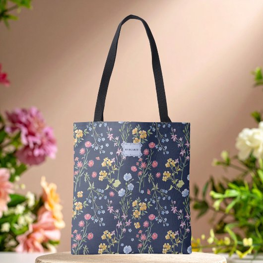 Tote Bag Nœud floral bleu chic tendance unique