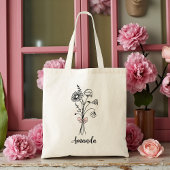 Tote Bag Nœud rose floral personnalisé pour demoiselle d'ho