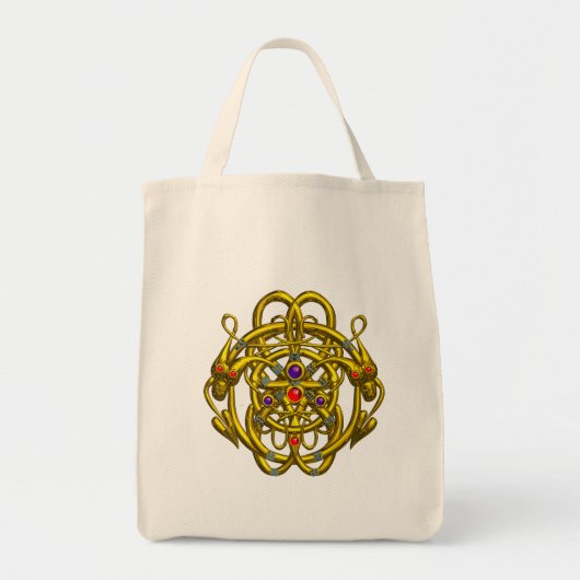 TOTE BAG NOEUDS CELTIQUES D'OR AVEC DRAGONS DOUCES (Devant)