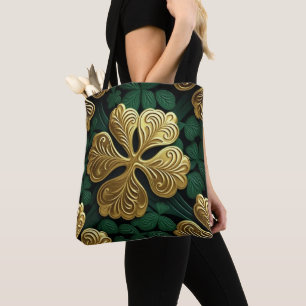 TOTE BAG NOEUDS CELTIQUES IRLANDAIS VERTS ET OR