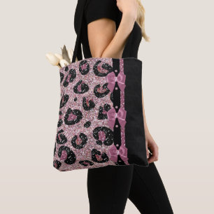 Tote Bag Nœuds en ruban imprimé léopard rose rockabilly RAB