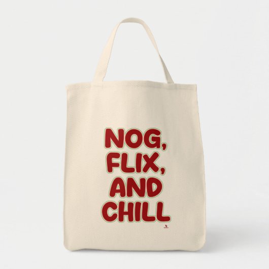 Tote Bag Nog Flix and Chill Funny Christmas Hang Out  (Devant)