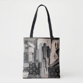 Tote Bag Noir abstrait et blanc (Devant)