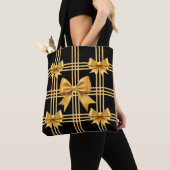 Tote Bag Noir Avec Plaid Gold Coquette Basses (De près)