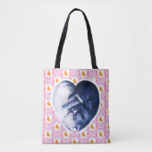 Tote Bag Noir Blanc Chat Aimer Oiseau Aquarelle (Devant)