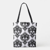 Tote Bag Noir & Blanc Damask Chic Moderne Motif élégant (Dos)