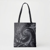 Tote Bag Noir Blanc Gris Abstrait Moderne Simple Tourbillon (Devant)