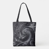 Tote Bag Noir Blanc Gris Abstrait Moderne Simple Tourbillon (Dos)