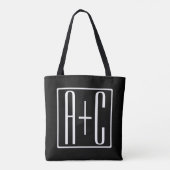 Tote Bag Noir & Blanc | Initiales de couple (Dos)