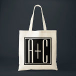 Tote Bag Noir & Blanc | Initiales de couple<br><div class="desc">Parfait pour un double monogramme ou même un logo. Merci pour votre achat!</div>