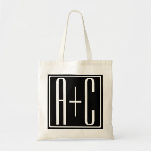 Tote Bag Noir & Blanc Initiales de couple