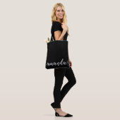 Tote Bag Noir Blanc moderne Script Nom de la fête nuptiale  (Sur le modèle)