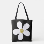 Tote Bag Noir Blanc Simple Daisy Or Personnel (Dos)