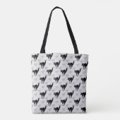 Tote Bag Noir Chat Shadow Silhouette Motif Design (Dos)