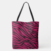 Tote Bag Noir chic et Berry Rouge Zebra Imprimer Grand Four (Dos)