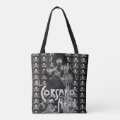 Tote Bag NOIR CORSAIR Noir Blanc Pirate Drapeau Crâne Mots (Dos)