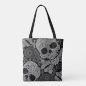 Tote Bag Noir de crâne de Paisley (Dos)