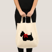 Tote Bag Noir de Terrier d'écossais, tresse cletic, coeur (Devant (produit))