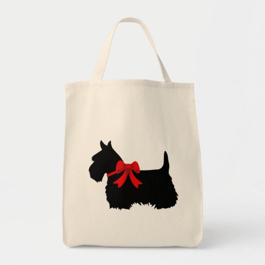 Tote Bag Noir de Terrier d'écossais, tresse cletic, coeur (Devant)