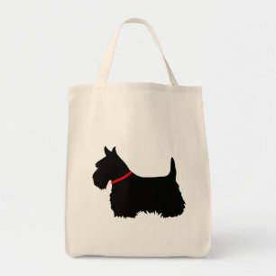 Tote Bag Noir de Terrier d'écossais, tresse cletic, collier