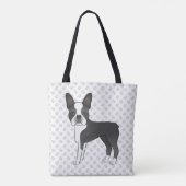 Tote Bag Noir Et Blanc Boston Terrier Cartoon Chien & Pâtes (Dos)